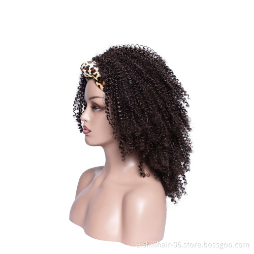 wholesale headband wigs heat resistant kinky curly wigs headabnd synthetic hair wigs for black women